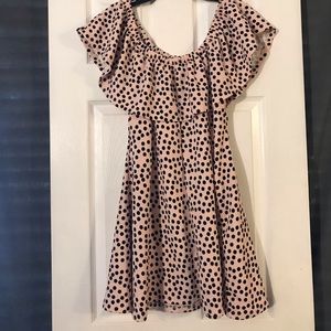 Pink and black polka dot sun dress